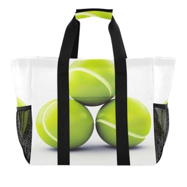 Imagem de Wassud Bolas de tênis, sacolas de supermercado, reutilizáveis, grande, impermeável, organizador de lona para praia, piquenique, lavanderia, viagem