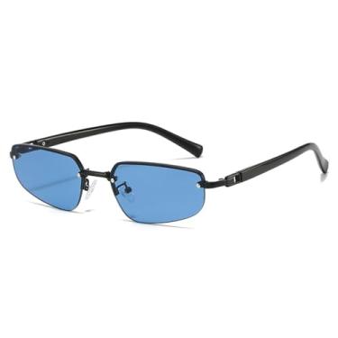 Imagem de Óculos de Sol Femininos Sem Aro, Estilo Olho de Gato, Lentes Transparentes, Proteção UV400, Ideais para Esportes ao Ar Livre, Corrida e Ciclismo, Cor Preto e Azul Escuro