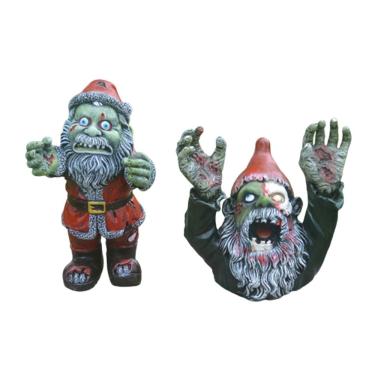 Imagem de Estatueta de estátua Halloween Ghost Zombie Gnome Bust Resin, 2 unidades