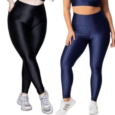 Imagem de KIT 2 Calça Legging Plus Size New Zig 3D Serra e Mar Poliamida Cós Alto Musculação Moda Fitness-Feminino