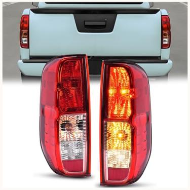 Imagem de KUAFU Par de luz traseira compatível com Nissan Frontier 2005-2021 2009-2012 Suzuki Equator substituição para NI2801170 NI2800170 26555EA825 26550EA825 halogêneo lâmpada de freio com lâmpada (lente