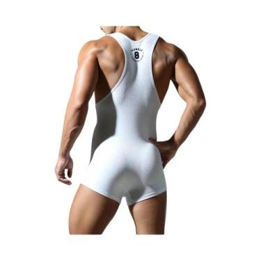 Imagem de Sexy rayon fitness wrestling singlet bodysuit macacão de uma peça para