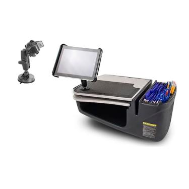 Imagem de AutoExec Mesa de carro GripMaster para sua estação de trabalho de veículo e escritório móvel, cinza, com suporte para tablet e sucção para telefone