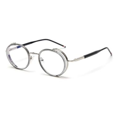 Imagem de JRLLFD Óculos de sol oval retrô masculino metal feminino armação redonda (c6)