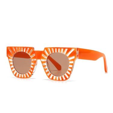 Imagem de JRLLFD Óculos de sol da moda com unha de arroz, modelo de fotografia de rua (laranja)