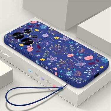 Imagem de Capa para Xiaomi Poco X6 X5 F6 11T 13T Pro Redmi Note 13 14 4G 12 13 14 Pro Plus 5G em TPU, A089 Azul, com Cordão, para Redmi Note 13 4G