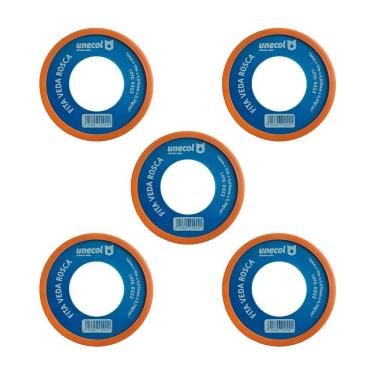 Imagem de Kit 5 Fitas Veda Rosca 12mm 10 Metros Vedação Hidráulica Canos Torneiras Teflon