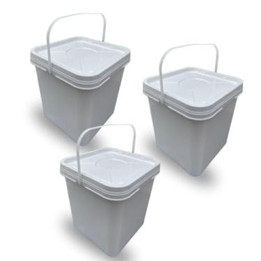 Imagem de Balde Plástico Reciclado 18 L com Tampa com Lacre e Alça Plástica | Reforçado para Uso Industrial e Comercial | KIT 03 PEÇAS