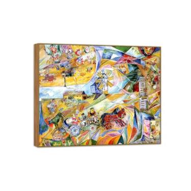 Imagem de BMZFYBS David Burliuk Famosas impressões em tela de arte de parede prontas para pendurar. Sem título 2. Pintura de moldura de madeira para decoração de sala de estar 30 x 35 cm 12 x 13 polegadas