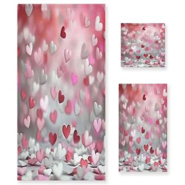 Imagem de Wassud Conjunto de 3 toalhas de banho românticas para dia dos namorados, toalhas super macias e absorventes para banheiro, toalhas de banho de secagem rápida, toalha de banho para academia, spa, hotel
