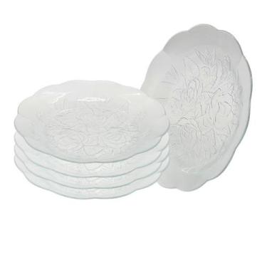 Imagem de Jogo 4 Pratos Fundos De Vidro Fundo 22 cm Almoço Jantar Mesa Transpare