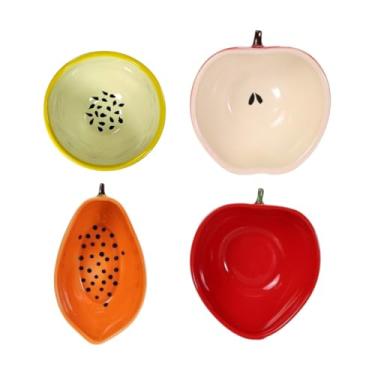 Imagem de Kit 4 Tigelas Formato Fruta Mesa Posta Melancia Limão Mamão Maça Morango Kiwi Bowl Armário Decorado (Frutas 2)