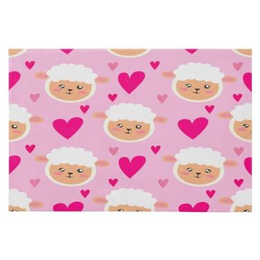 Imagem de Wassud Tapete de porta de ovelha fofo 61 x 89 cm, tapete de área lavável antiderrapante com suporte de borracha, tapete macio e macio para sala de estar, quarto, entrada, entrada