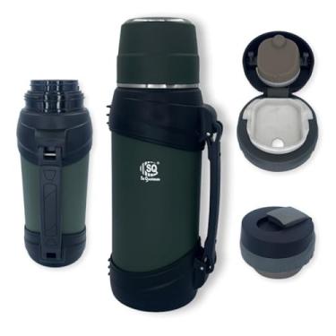 Imagem de Garrafa Térmica 2,5 Litros, Aço Inox, Verde, Parede Dupla, Isolamento a Vácuo, Camping, Conserva 24 Horas