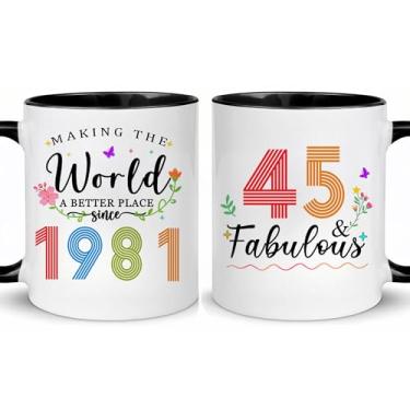 Imagem de Choinn 1981 Presentes de aniversário de 45 anos para mulheres e homens, presente de aniversário de 45 anos, caneca de café para mãe, pai, avó, vovô, ideias de presentes de aniversário de 45 anos, Dia