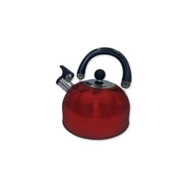 Imagem de Chaleira com Apito em Aço Inox, 2 Litros, Vinho Metalizado, Punho Resistente ao Calor