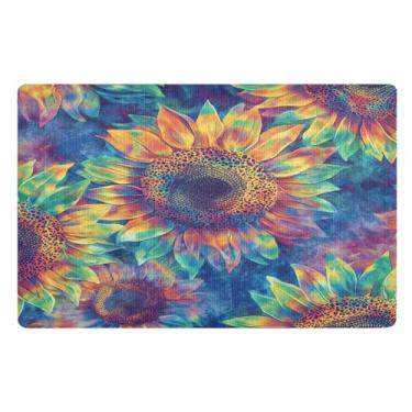 Imagem de Joisal Tapete de boas-vindas de girassóis tie dye, tapetes para cães, capachos duráveis para entrada ao ar livre, casa, 81 x 50 cm