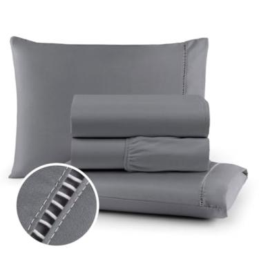 Imagem de Conjuntos de Roupas de Cama Kit Completo Varios Tamanhos Tecido Acetinado Micro 400 Fios(Cinza,Casal)