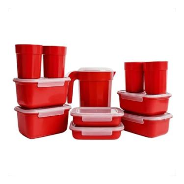 Imagem de Kit 11 Peças Potes Plásticos com Jarra 2L e 4 Copos, Material Resistente, Tampa Vedada, Livre de BPA