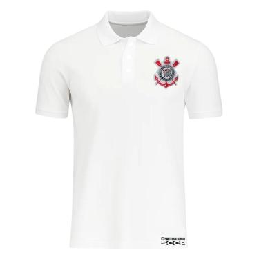 Imagem de Camisa Polo Corinthians Masculina Branca Bordada Oficial Licienciado-Masculino