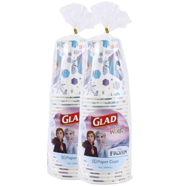 Imagem de Glad Copos de papel descartáveis Disney Frozen para crianças, Anna e Elsa - resistente, à prova de imersão, copos de papel adequados para crianças para beber e uso diário, 255 g, 24 unidades - pacote