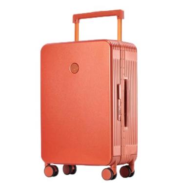 Imagem de Bagagem japonesa de grande capacidade, feminina, mala de carrinho largo, rodas universais, moldura de alumínio, estudante masculino, mala de 50 cm, caixa de senha, elegante e durável, preto/branco, etc. (laranja 50 cm)