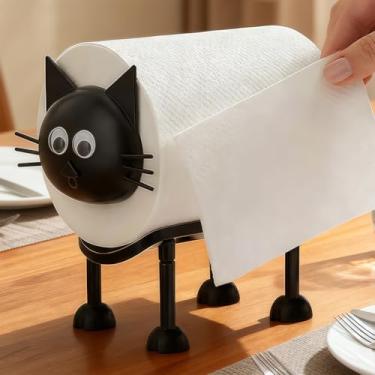 Imagem de Suporte de papel higiênico para gatos, suporte de toalha de papel de animal fofo impresso em 3D para decoração de prateleira de banheiro, armazenamento independente de rolo de lenços (1 peça)