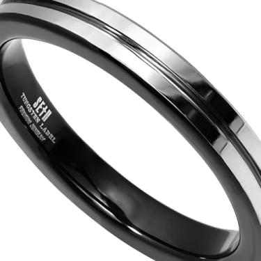 Imagem de Aliança de Tungstênio Paris Prata e Preto 3mm