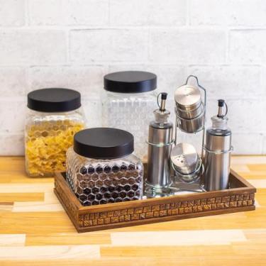 Imagem de WOLFF - Pote de Vidro com Tampa Preta Colméia 13x13cm 1,3l