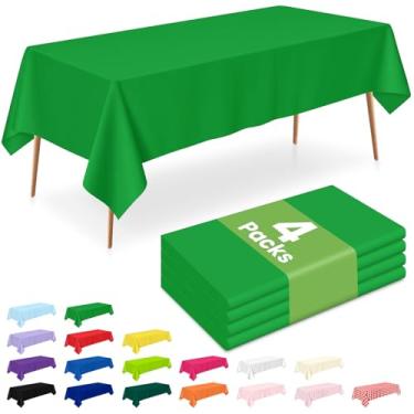 Imagem de LANLISA Pacote com 4 toalhas de mesa de plástico verde descartáveis, toalha de mesa retangular de 137 x 272 cm, Dia de São Patrício, toalhas de mesa para decorações de Natal, capa de plástico