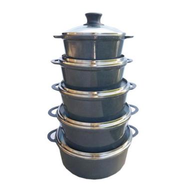 Imagem de Jogo Panelas Alumínio Batido Fundido 5 Peças Grafite Belmar