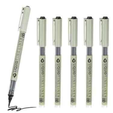 Imagem de PATIKIL Canetas Fineliner, 6 peças de canetas pretas BR Fineliner marcador à prova d'água tinta de arquivo conjunto de suprimentos de arte aquarela para esboçar, diário, scrapbook, ilustração de