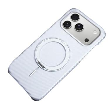 Imagem de LYJSMGZ Capa com suporte para iPhone 17 Pro Max/Air/17 Pro/17, textura de fibra de carbono, capa magnética à prova de choque, suporta carregamento sem fio, branca, 17