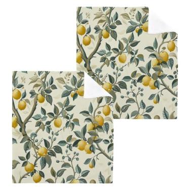 Imagem de xigua Toalhas de mão de algodão limoeiro, toalhas de banho multiusos e absorventes toalhas de rosto macias para a pele para banheiro, cozinha, hotel, academia, panos de lavagem, 4 unidades, 30 x 30 cm