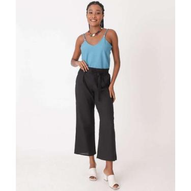 Imagem de Calça Feminina Reta Clochard Bolsos Marisa-52017, 40, Preto