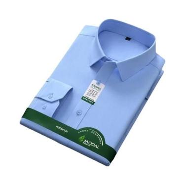 Imagem de Camisa Social Masculina Slim Fit De Manga Longa Antirrugas Branca Blus