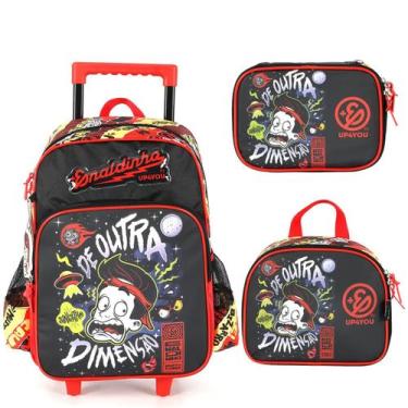Imagem de Kit mochila de rodinha lancheira estojo escolar enaldinho - Up4You, Pr