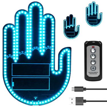 Imagem de DIBMS Luz de gestos manuais com porta USB com controle remoto, luz de LED divertida com luz de sinalização para janela traseira do carro, caminhão, off-road, azul gelo