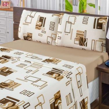 Imagem de Jogo De Lençol Casal 4 Peças Quality Malha Fio Penteado 100% Algodão -