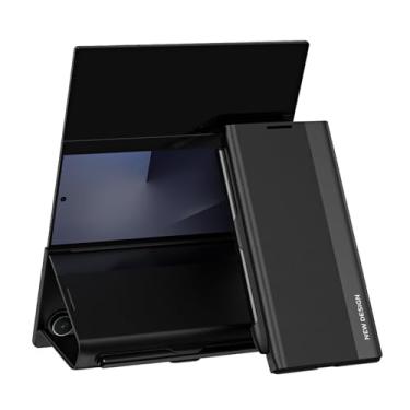 Imagem de FWYANZH Capa para Samsung Galaxy Z com três dobras, capa flip de couro vegano de adsorção magnética com suporte para caneta S, capa à prova de choque com tudo incluído, preta, dobra tripla