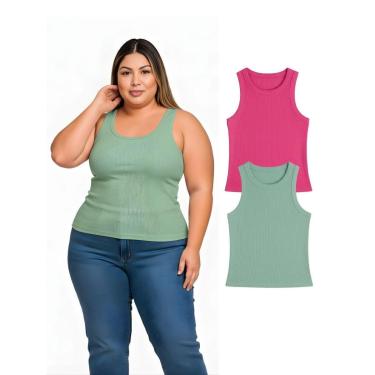 Imagem de Kit Com 2 Regatas Ribana Feminina Plus Size-Feminino
