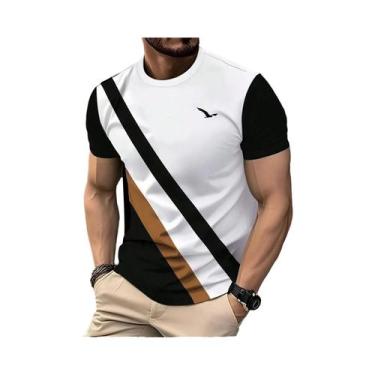 Imagem de Camiseta Masculina De Verão Com Estampa Personalizada, Manga Curta, Co