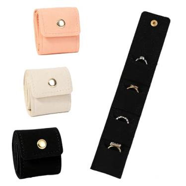Imagem de Mini bolsa de armazenamento de joias dobrável de 3 peças com caixa de joias com fivela, adequada para guardar anéis, colares, pulseiras, adequada para viagens de negócios