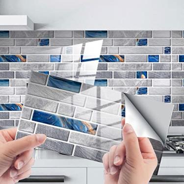 Imagem de HHHJQFAAT Adesivo de azulejo de papel de parede adesivo para azulejos para piso decoração de banheiro destacar e colar Backsplash
