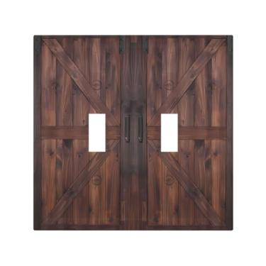 Imagem de Capa de interruptor de luz rústica marrom rústica porta de celeiro prancha de madeira retrô 2 gangues placa de parede com interruptor duplo placa decorativa para banheiro cozinha quarto decoração 12 x