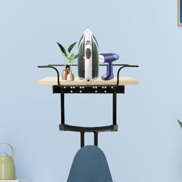 Imagem de Suporte de ferro, tábua de passar de parede, gancho de parede com ganchos ajustáveis, gancho de tábua de passar resistente, suporte de tábua de passar sobre a porta, prateleira de armazenamento de