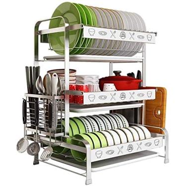 Imagem de Escorredor de pratos e escorredor de aço inoxidável escorredor de cozinha multiuso escorredor de pratos