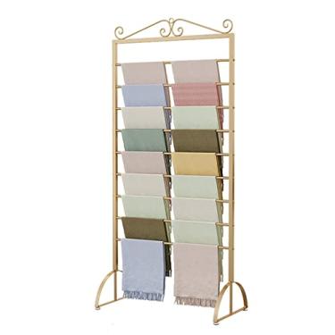 Imagem de HHHJQFAAT Rack organizador de xale de metal de chão, suporte de armazenamento de cobertor multifuncional para papel de embrulho de presente/fita de artesanato (cor: preto, tamanho: 45 cm/17,7 pol