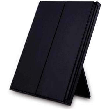 Imagem de U5GAAALPPQ9 Espelhos Bancada Iluminada Maquiagem Quadrada Desktop Vanity Três Dobráveis 8 Alto Brilho Luz LED Mesa (Cor: Preto, Tamanho: 15,4 x 12,2 x 1,4 cm)