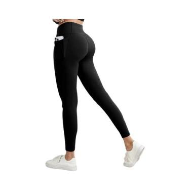 Imagem de Leggings Femininas De Cintura Alta Em Cor Sólida, Calças De Treino Que